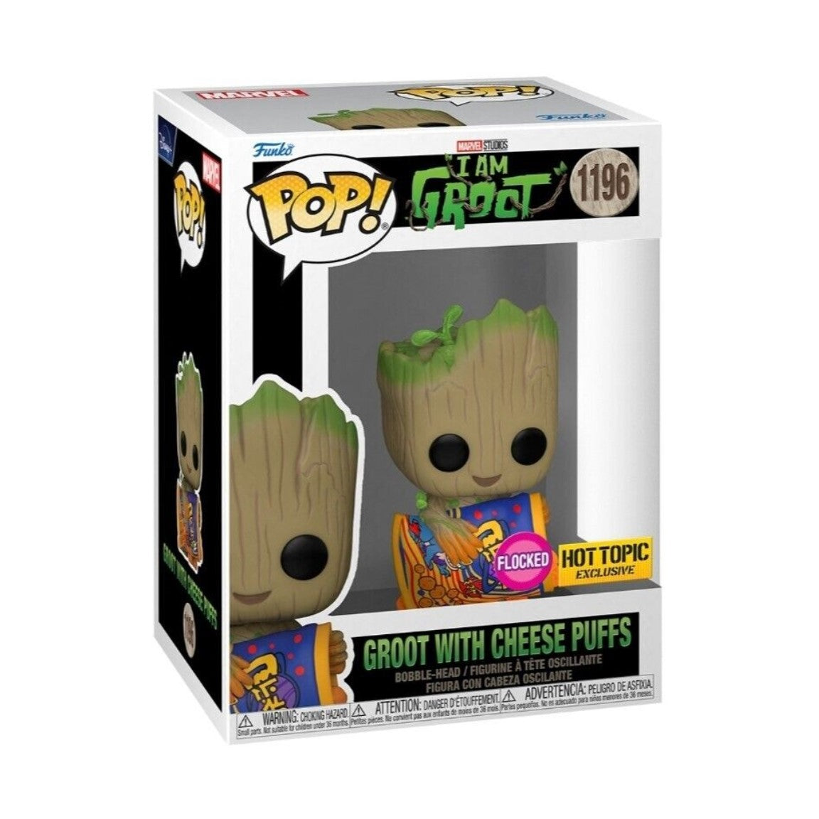 MARVEL: I AM GROOT - GROOT WITH CHEESE PUFFS (FLOCKED EXCLUSIVE) POP!