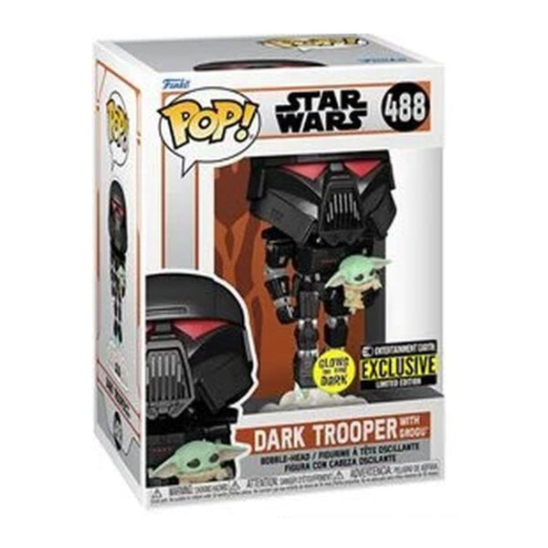 STAR WARS: THE MANDALORIAN: DARK TROOPER WITH GROGU (GLOW IN THE DARK EXCLUSIVE) POP!