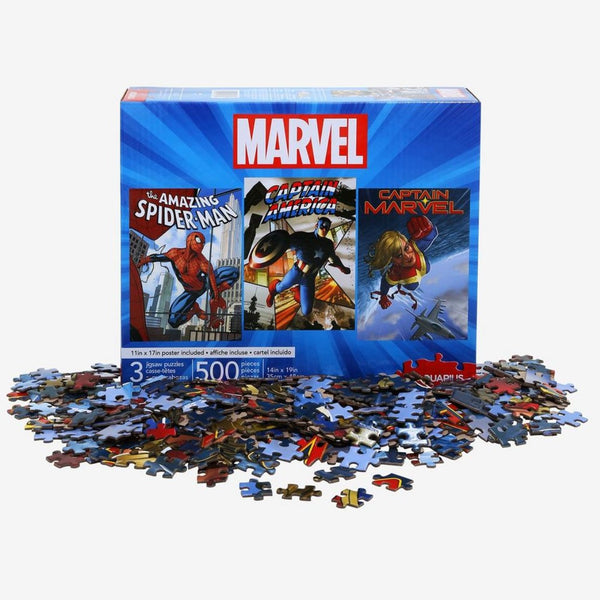 MARVEL SUPERHERO TRIO POSTERS 500 PIECE PUZZLE SET