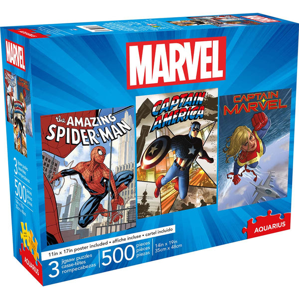 MARVEL SUPERHERO TRIO POSTERS 500 PIECE PUZZLE SET