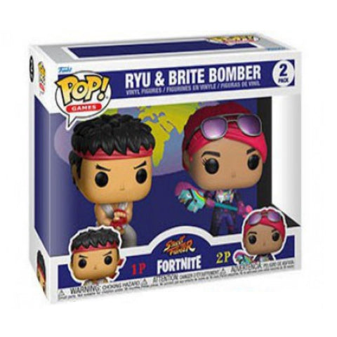 GAMES: STREET FIGHTER AND FORTNITE - RYU & BRITE BOMBER 2-PACK POP! SET