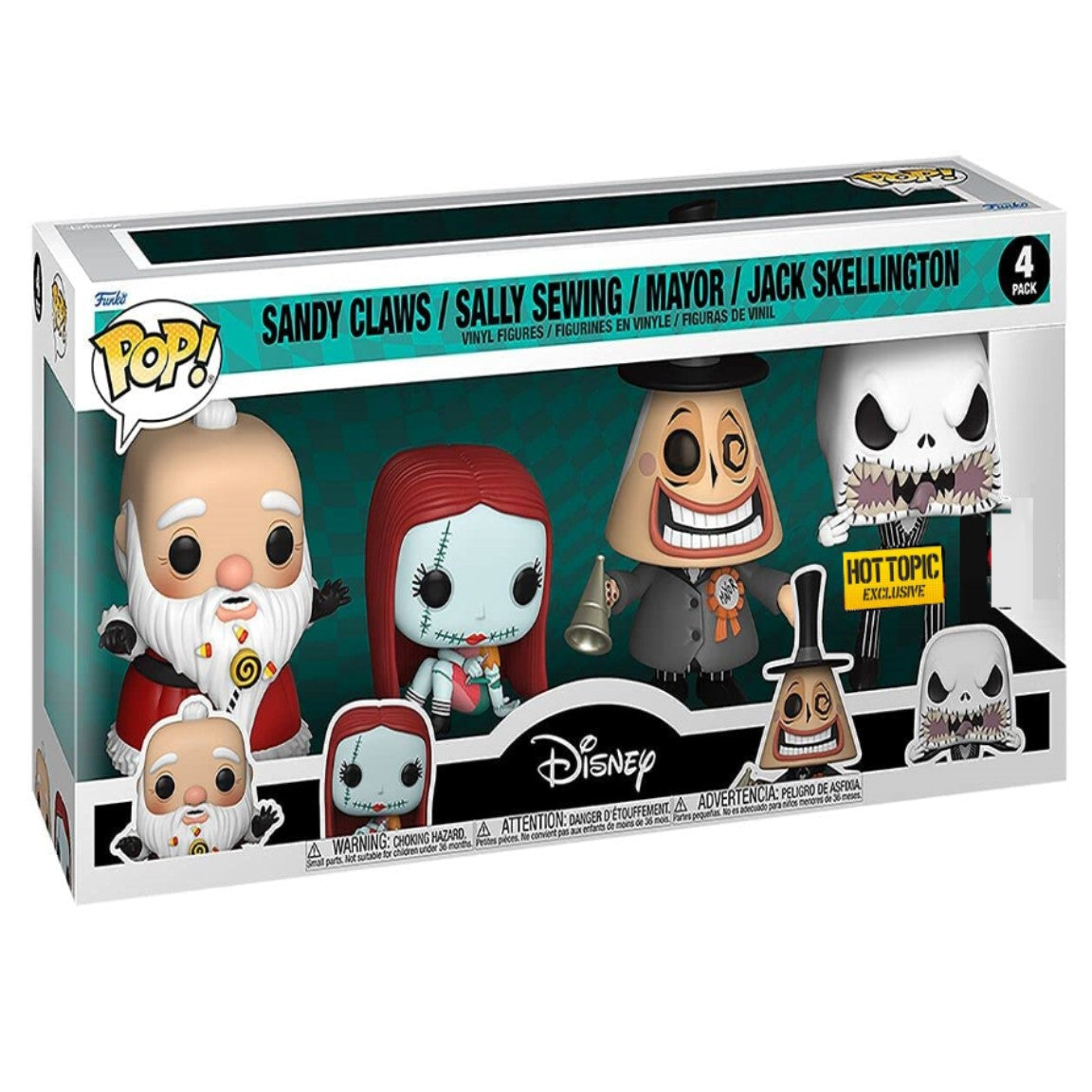 DISNEY: THE NIGHT BEFORE CHRISTMAS - SANDY CLAWS, SALLY SEWING, MAYOR AND JACK SKELLINTON (EXCLUSIVE) 4-PACK POP! SET