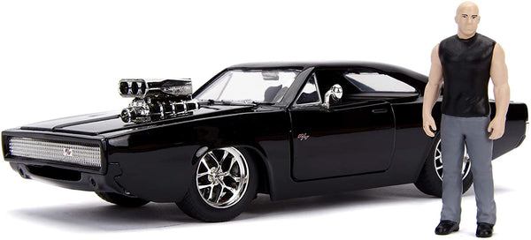 JADA TOYS: FAST & FURIOUS - DOM & DODGE CHARGER R/T (1: 24 SCALE BLACK DIE-CAST CAR WITH DOM FIGURE)