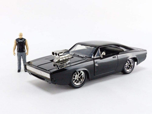 JADA TOYS: FAST & FURIOUS - DOM & DODGE CHARGER R/T (1: 24 SCALE BLACK DIE-CAST CAR WITH DOM FIGURE)