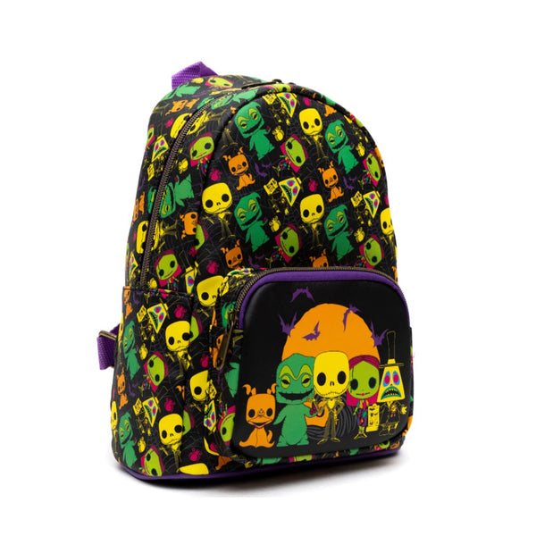 LOUNGEFLY x FUNKO: THE NIGHTMARE BEFORE CHRSITMAS - BLACK LIGHT CHARACTER POP! MINI BACKPACK